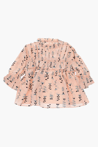 camicia stampata con balze