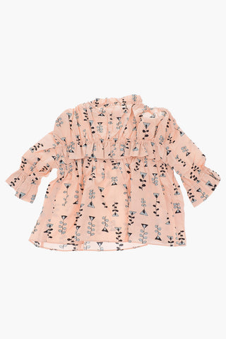 camicia stampata con balze