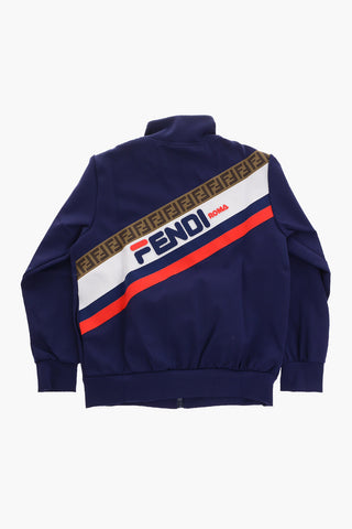 felpa con zip e stampa sul dietro