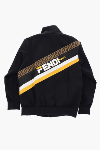 felpa mock con zip e stampa sul dietro
