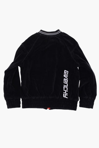 full zip velvet sweatshirt