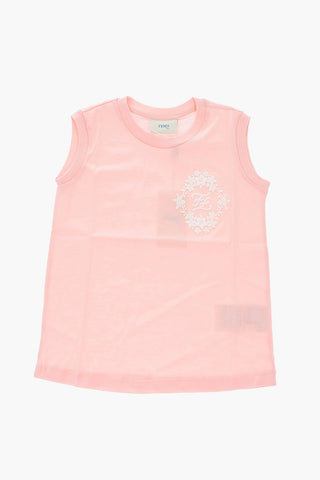 Embroidered sleeveless t-shirt