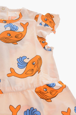 Printed dress with snap button