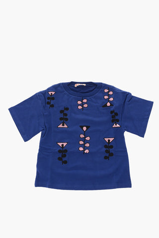 Short sleeve crew-neck sweatshirt with sequined details