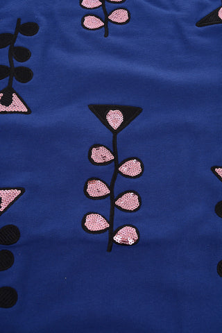 Short sleeve crew-neck sweatshirt with sequined details