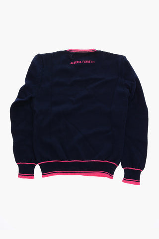 maglia girocollo con ricamo