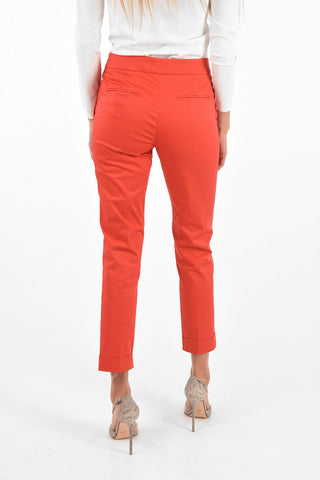 Pantaloni ad Orlo con Risvolto in Cotone Stretch