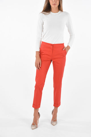 Pantaloni ad Orlo con Risvolto in Cotone Stretch