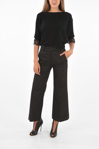 Lace Sleeve Ribbed Sweater