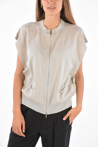 Sleeveless Full Zipped Sweatshirt