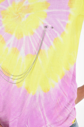 CHARLIE ENGMAN Tie Dye Jewel Applied T-Shirt