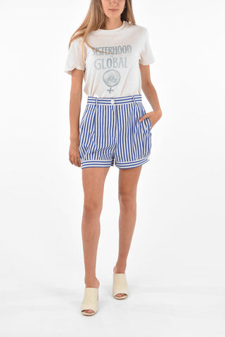 Striped Double Pleated Shorts