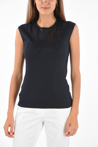 Sleeveless Top with Sequined Details