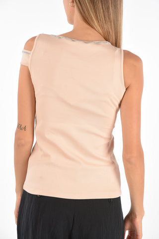 Ribbed Tank Top with Jewel Trimmings