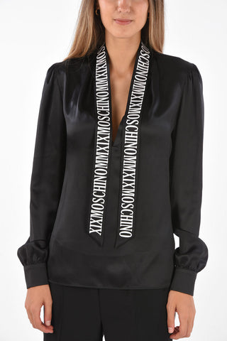 COUTURE! Logoed Tie Neck Blouse