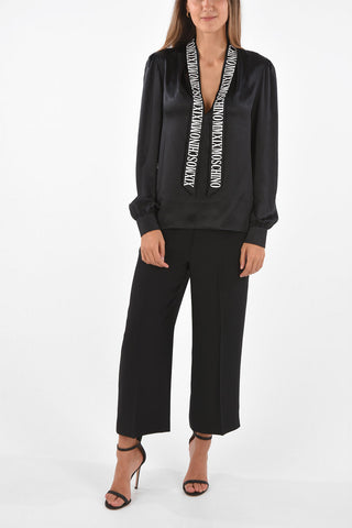 COUTURE! Logoed Tie Neck Blouse