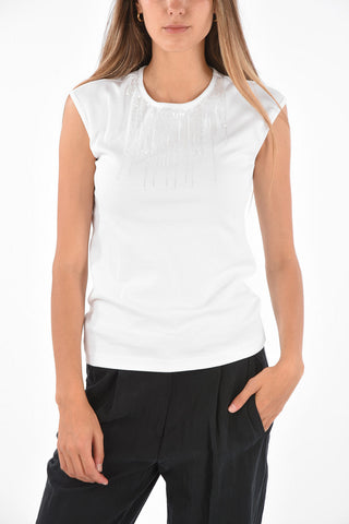 Sleeveless Top with Sequined Details