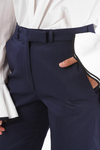 Stretch Cotton Cuffed Hem Pants