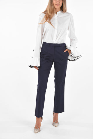 Stretch Cotton Cuffed Hem Pants