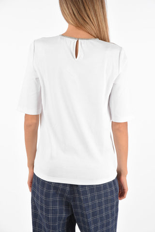 Net Embroidered Jewel Crew-Neck Top