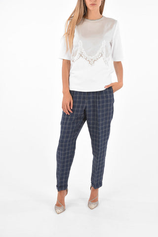 Net Embroidered Jewel Crew-Neck Top