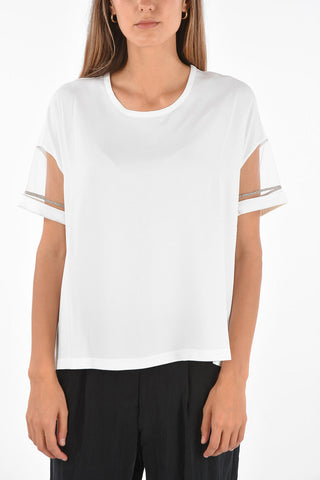 Blusa Box Fit con Maniche Gioiello