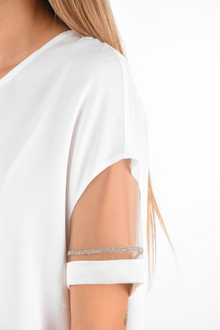 Blusa Box Fit con Maniche Gioiello