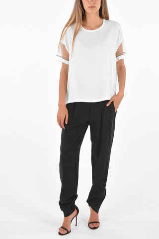 Blusa Box Fit con Maniche Gioiello