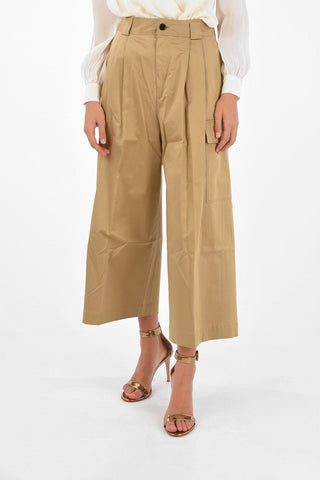 Double Pleated Utility Wide-Leg Pants