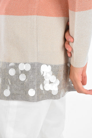 Cardigan a Un Bottone con Fondo in Paillettes
