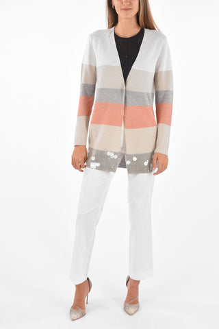 Sequined Hem One Button Cardian
