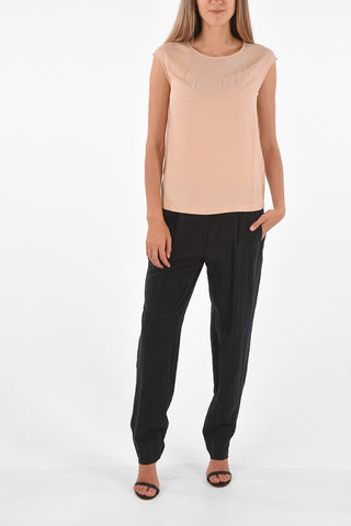 Top Smanicato con Applicazioni in Pailettes