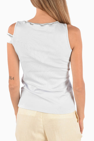 Ribbed Tank Top with Jewel Trimmings