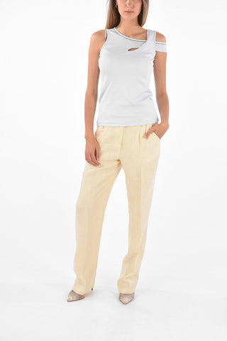 Ribbed Tank Top with Jewel Trimmings