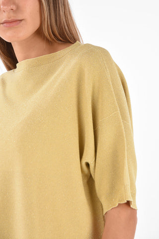 T-Shirt in Maglia con Dettagli in Lurex