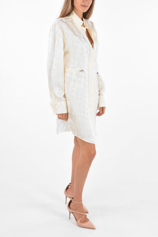 Drawstring Jaquard OFF-WHITE PATTERN Shirtdress