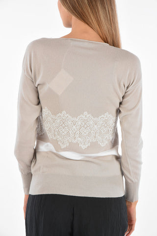 Cashmere Sweater with Lace Embroidery