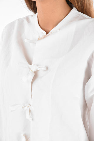 Embroidered Front Lace-Up Shirt