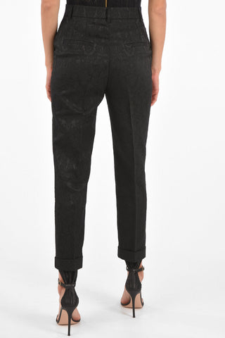 Floral Jacquard High Waist Pants