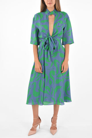 Plunging Neckline Flared Dress