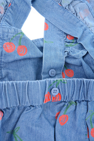 Printed Cherry denim Jumpsuit