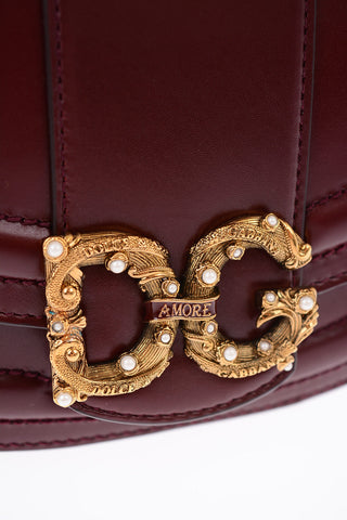 Leather Mini DG AMORE Saddle Bag