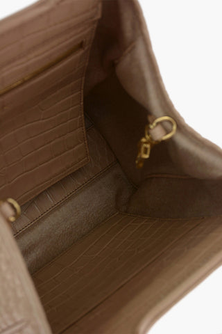 Croco Printed Leather Handbag