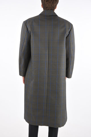 district check Oversized balmacaan coat