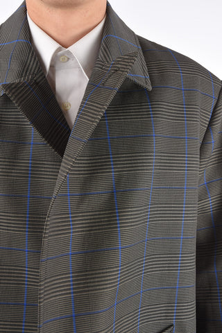 district check Oversized balmacaan coat
