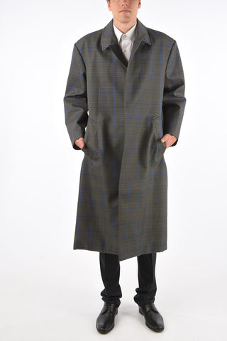 district check Oversized balmacaan coat