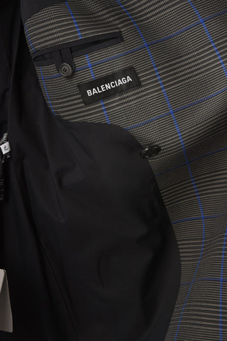 district check Oversized balmacaan coat
