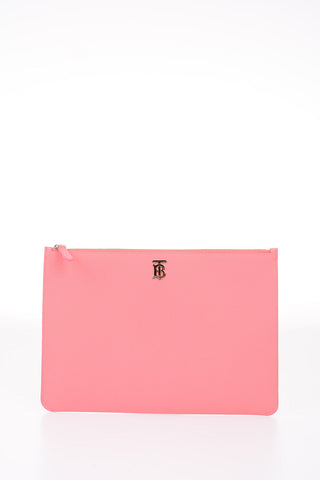 Textured Leather Pouch with Logo Detail