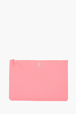 Textured Leather Pouch with Logo Detail