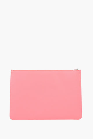Textured Leather Pouch with Logo Detail